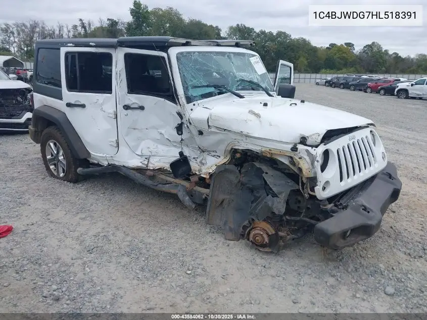 1C4BJWDG7HL518391 2017 Jeep Wrangler Unlimited Sport 4X4