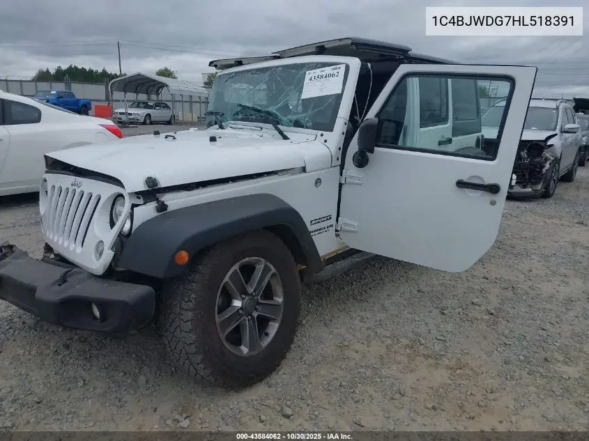 1C4BJWDG7HL518391 2017 Jeep Wrangler Unlimited Sport 4X4