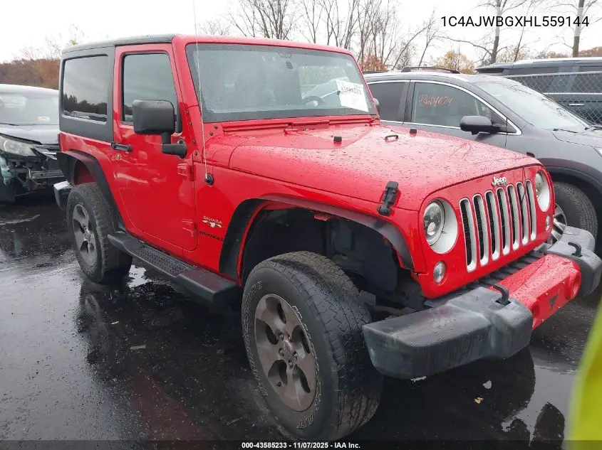 1C4AJWBGXHL559144 2017 Jeep Wrangler Sahara 4X4