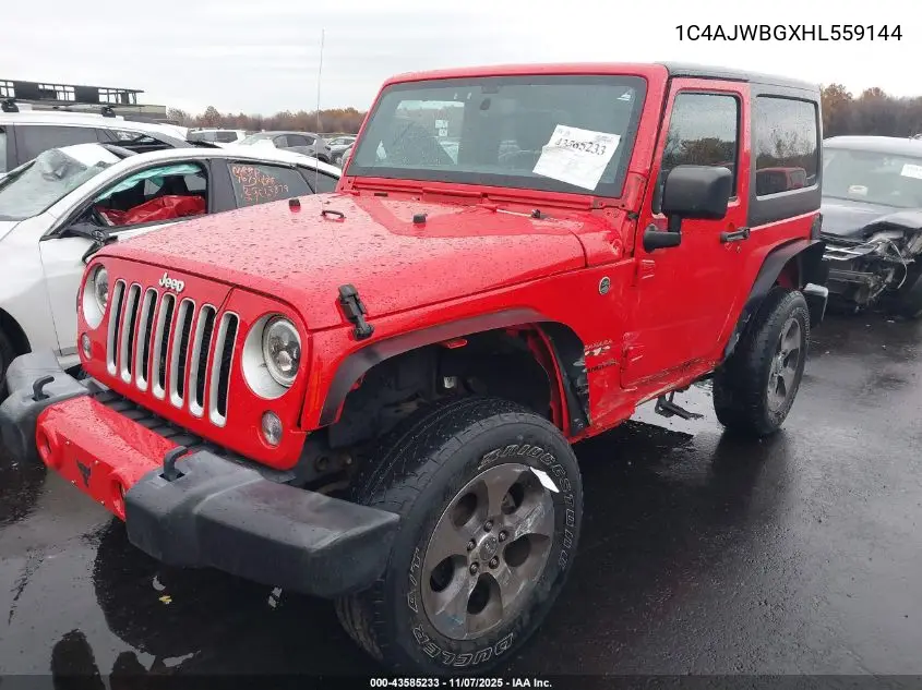 1C4AJWBGXHL559144 2017 Jeep Wrangler Sahara 4X4