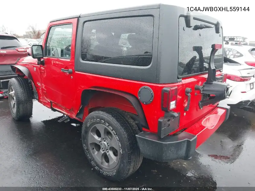 1C4AJWBGXHL559144 2017 Jeep Wrangler Sahara 4X4