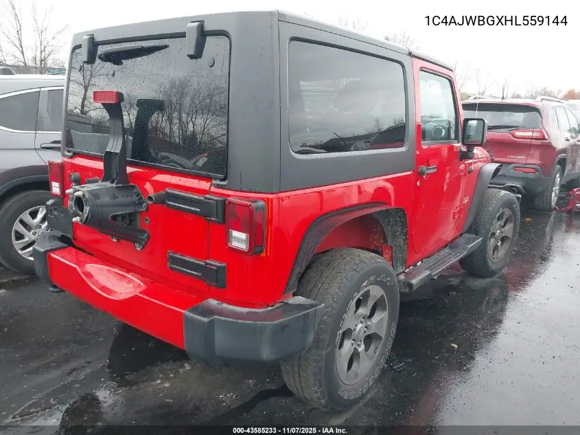 1C4AJWBGXHL559144 2017 Jeep Wrangler Sahara 4X4
