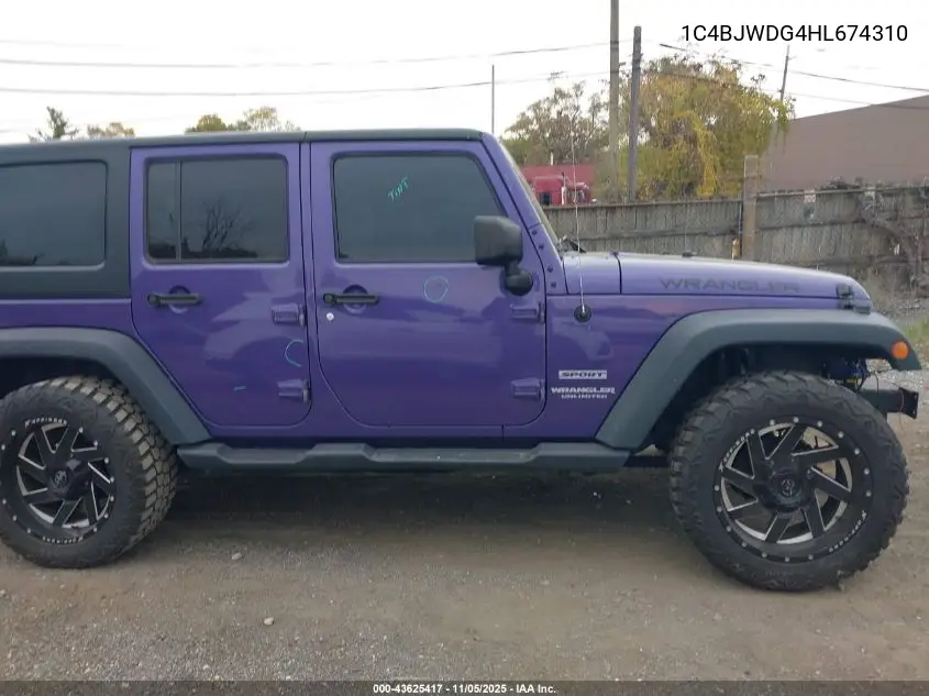 1C4BJWDG4HL674310 2017 Jeep Wrangler Unlimited Sport 4X4