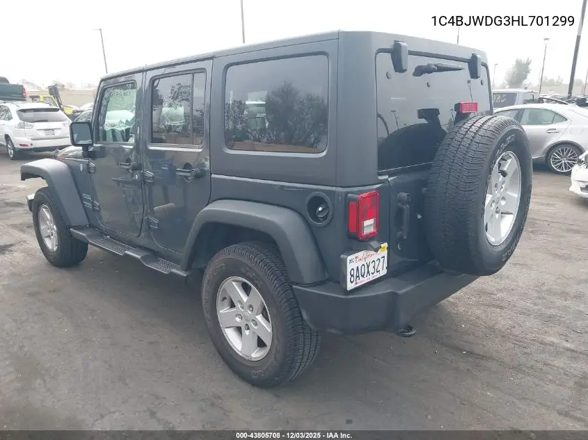 1C4BJWDG3HL701299 2017 Jeep Wrangler Unlimited Sport 4X4