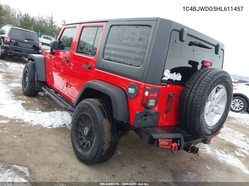 1C4BJWDG5HL611457 2017 Jeep Wrangler Unlimited Sport 4X4
