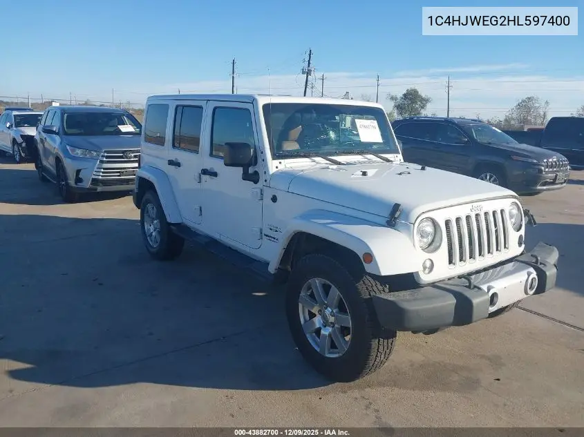 1C4HJWEG2HL597400 2017 Jeep Wrangler Unlimited Sahara 4X4