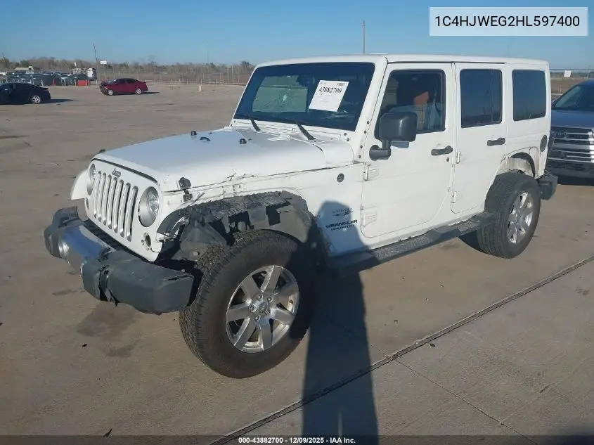1C4HJWEG2HL597400 2017 Jeep Wrangler Unlimited Sahara 4X4