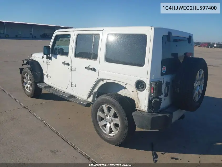 1C4HJWEG2HL597400 2017 Jeep Wrangler Unlimited Sahara 4X4