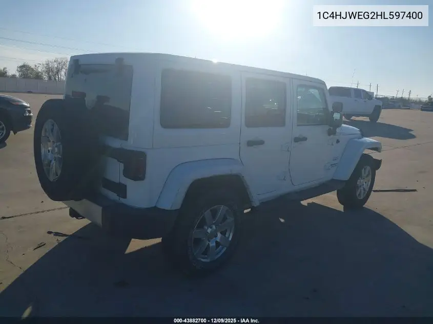 1C4HJWEG2HL597400 2017 Jeep Wrangler Unlimited Sahara 4X4
