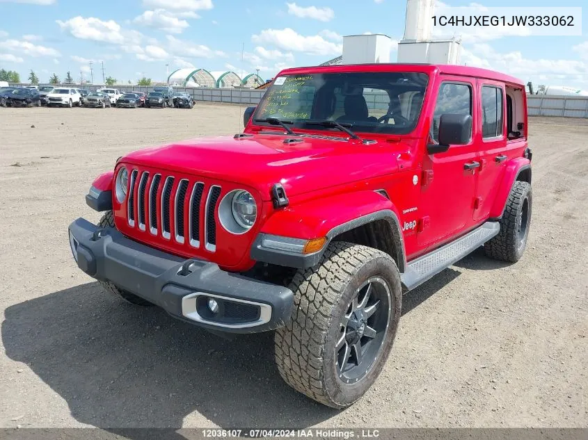 2018 Jeep Wrangler Unlimited Sahara VIN: 1C4HJXEG1JW333062 Lot: 12036107