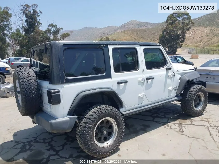 2018 Jeep Wrangler Unlimited Sport S 4X4 VIN: 1C4HJXDG5JW139278 Lot: 39470428