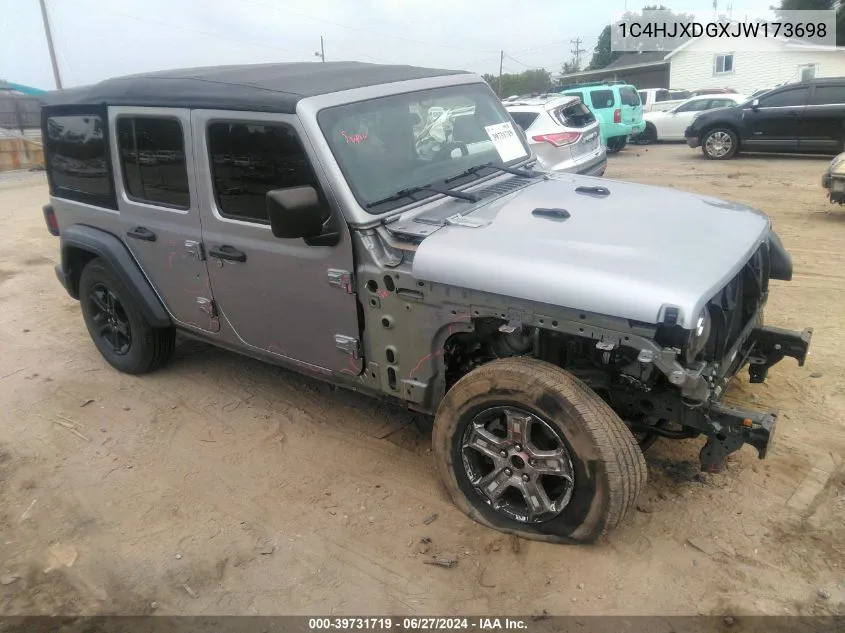 1C4HJXDGXJW173698 2018 Jeep Wrangler Unlimited Sport S 4X4