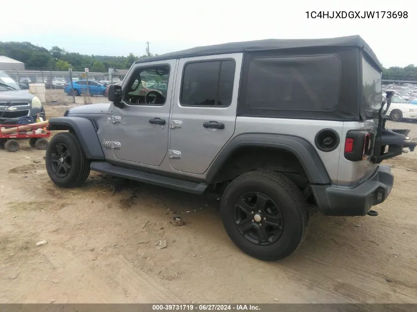 1C4HJXDGXJW173698 2018 Jeep Wrangler Unlimited Sport S 4X4