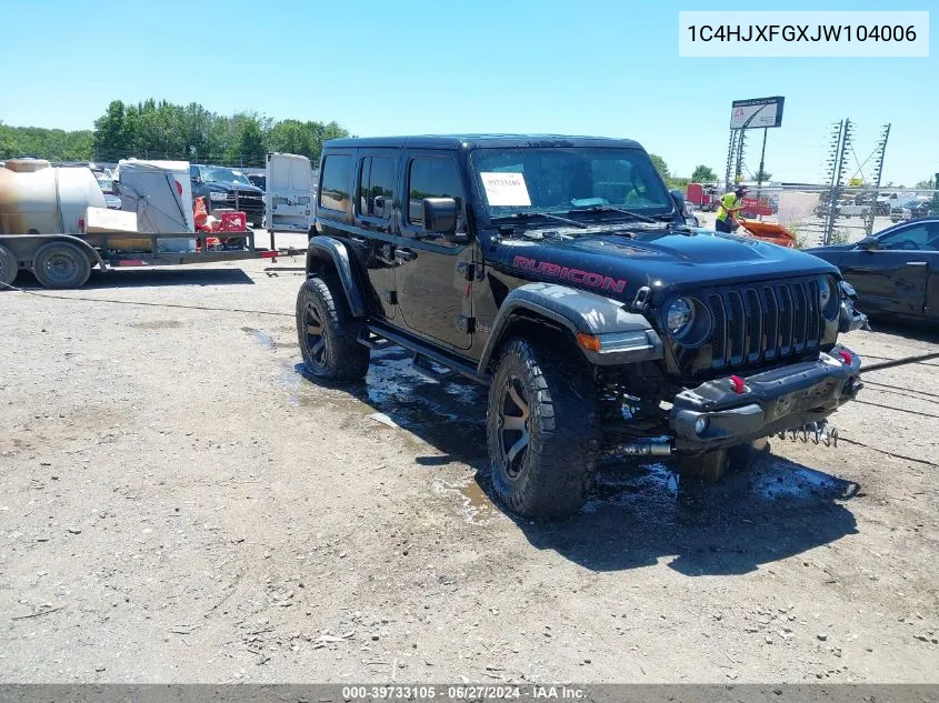 2018 Jeep Wrangler Unlimited Rubicon 4X4 VIN: 1C4HJXFGXJW104006 Lot: 39733105