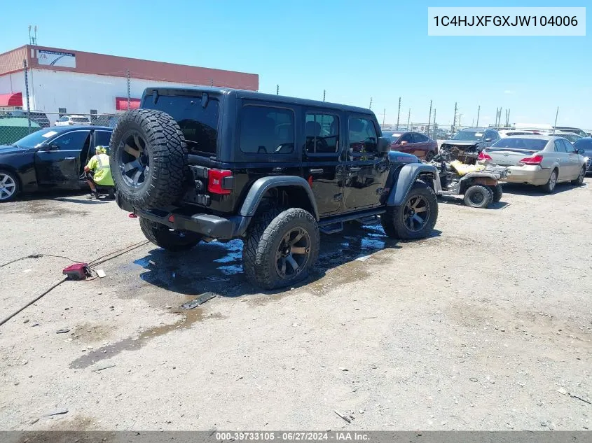 2018 Jeep Wrangler Unlimited Rubicon 4X4 VIN: 1C4HJXFGXJW104006 Lot: 39733105