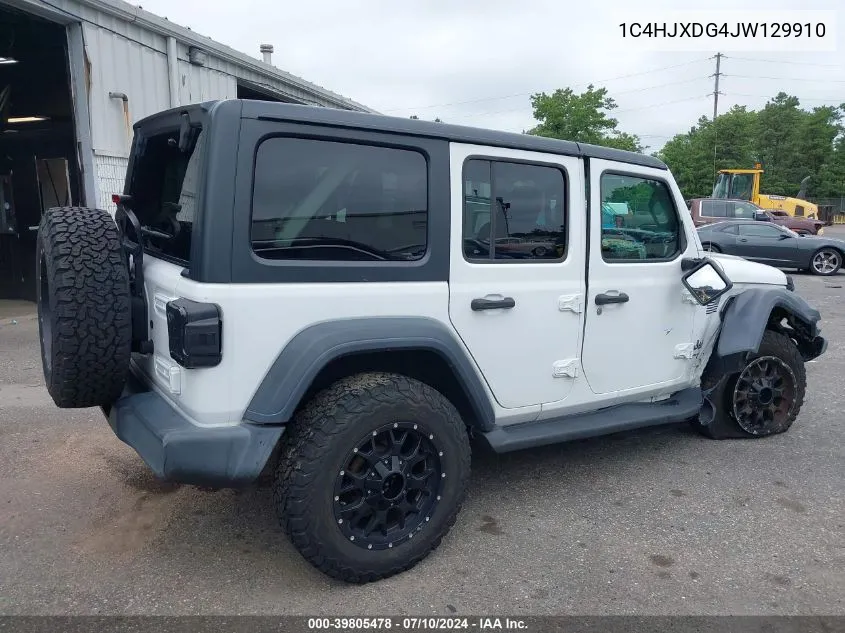 1C4HJXDG4JW129910 2018 Jeep Wrangler Unlimited Sport S 4X4