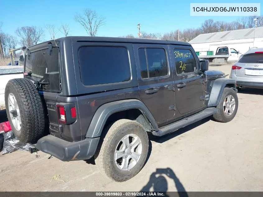 2018 Jeep Wrangler Unlimited Sport S 4X4 VIN: 1C4HJXDG6JW110338 Lot: 39819803