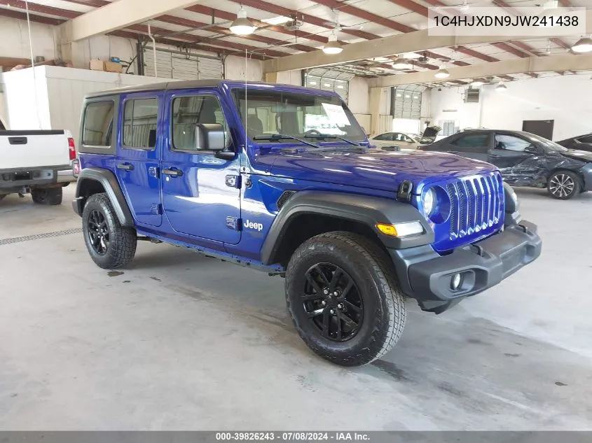 2018 Jeep Wrangler Unlimited Sport 4X4 VIN: 1C4HJXDN9JW241438 Lot: 39826243