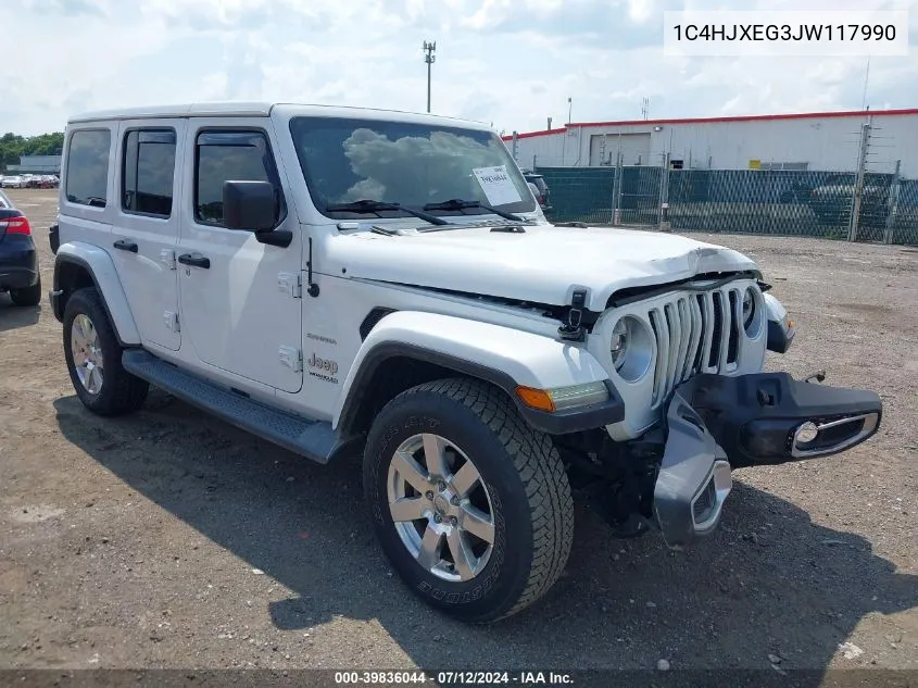 2018 Jeep Wrangler Unlimited Sahara 4X4 VIN: 1C4HJXEG3JW117990 Lot: 39836044