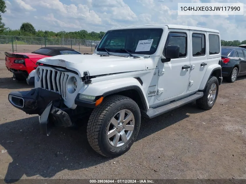 2018 Jeep Wrangler Unlimited Sahara 4X4 VIN: 1C4HJXEG3JW117990 Lot: 39836044