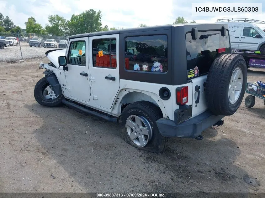 2018 Jeep Wrangler Jk Unlimited Sport S 4X4 VIN: 1C4BJWDG8JL860308 Lot: 39837313