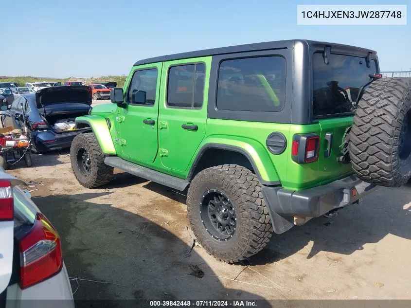 2018 Jeep Wrangler Unlimited Sahara VIN: 1C4HJXEN3JW287748 Lot: 39842448