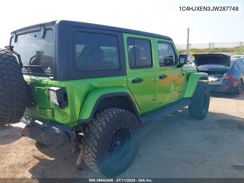 2018 Jeep Wrangler Unlimited Sahara VIN: 1C4HJXEN3JW287748 Lot: 39842448