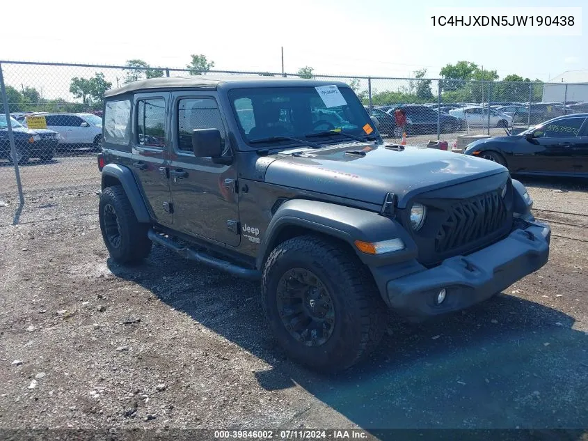 1C4HJXDN5JW190438 2018 Jeep Wrangler Unlimited Sport 4X4