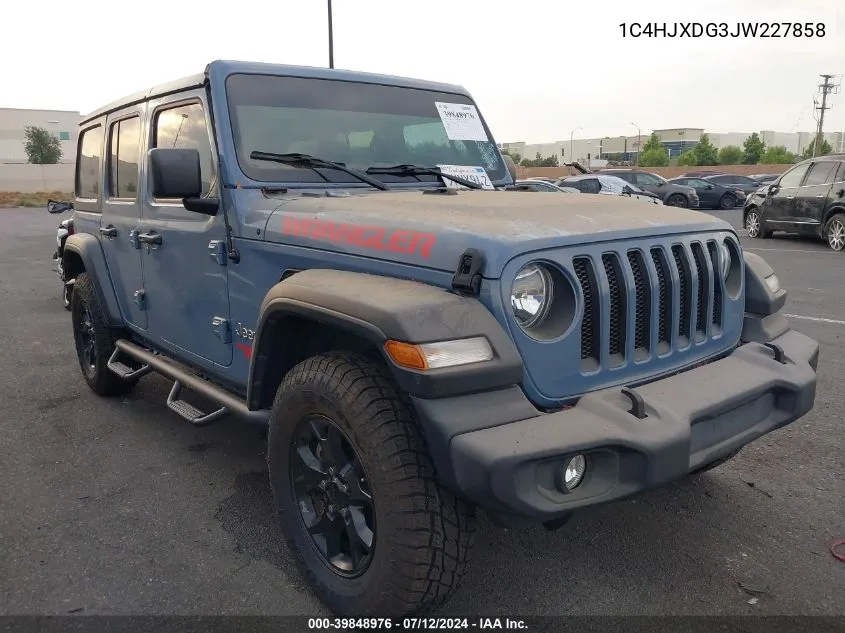 1C4HJXDG3JW227858 2018 Jeep Wrangler Unlimited Sport