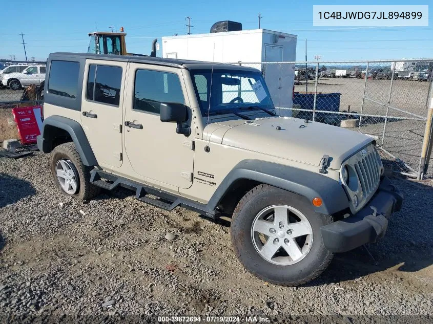 2018 Jeep Wrangler Jk Unlimited Sport VIN: 1C4BJWDG7JL894899 Lot: 39872694