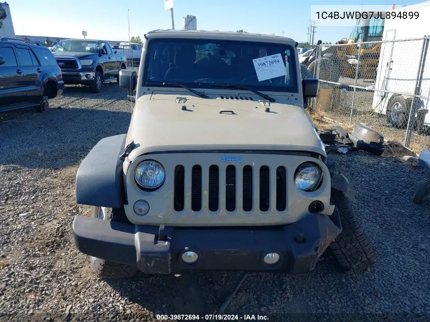 2018 Jeep Wrangler Jk Unlimited Sport VIN: 1C4BJWDG7JL894899 Lot: 39872694