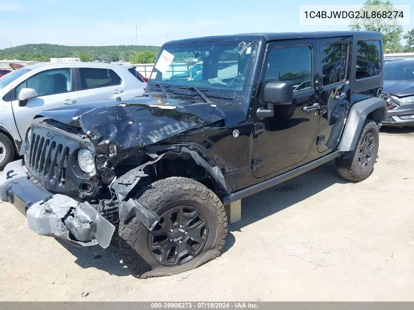 2018 Jeep Wrangler Jk Unlimited Willy Wheeler W 4X4 VIN: 1C4BJWDG2JL868274 Lot: 39906273