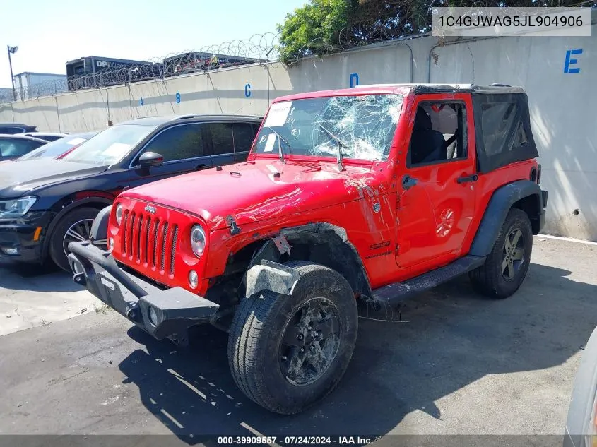 2018 Jeep Wrangler Jk Sport S 4X4 VIN: 1C4GJWAG5JL904906 Lot: 39909557