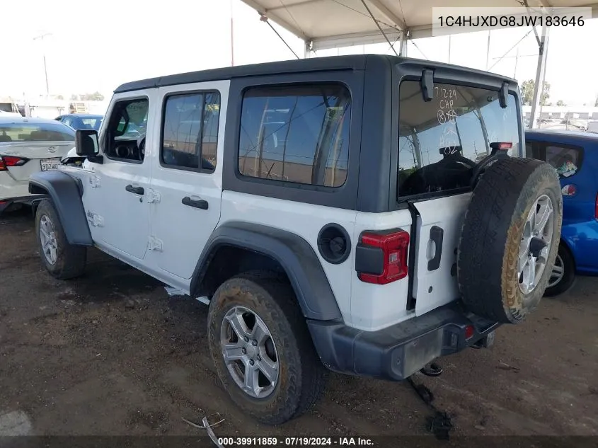 1C4HJXDG8JW183646 2018 Jeep Wrangler Unlimited Sport