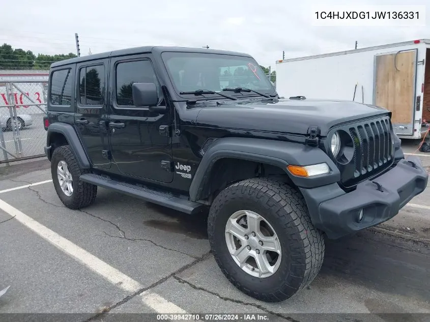 2018 Jeep Wrangler Unlimited Sport S 4X4 VIN: 1C4HJXDG1JW136331 Lot: 39942710