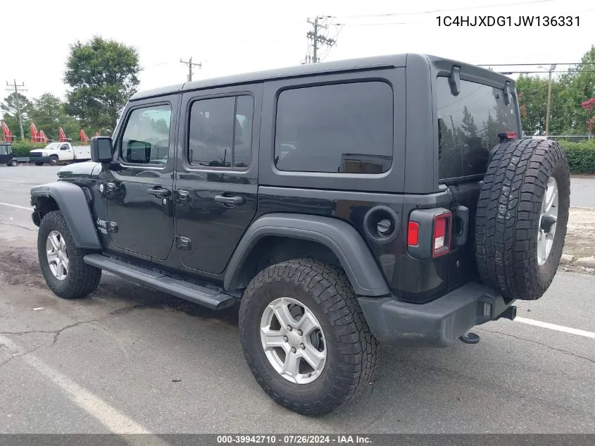 2018 Jeep Wrangler Unlimited Sport S 4X4 VIN: 1C4HJXDG1JW136331 Lot: 39942710