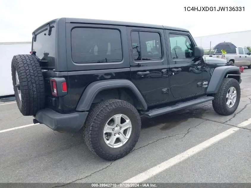 1C4HJXDG1JW136331 2018 Jeep Wrangler Unlimited Sport S 4X4