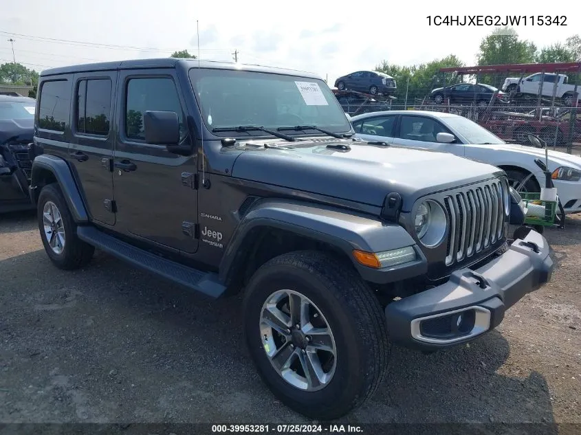 2018 Jeep Wrangler Unlimited Sahara VIN: 1C4HJXEG2JW115342 Lot: 39953281