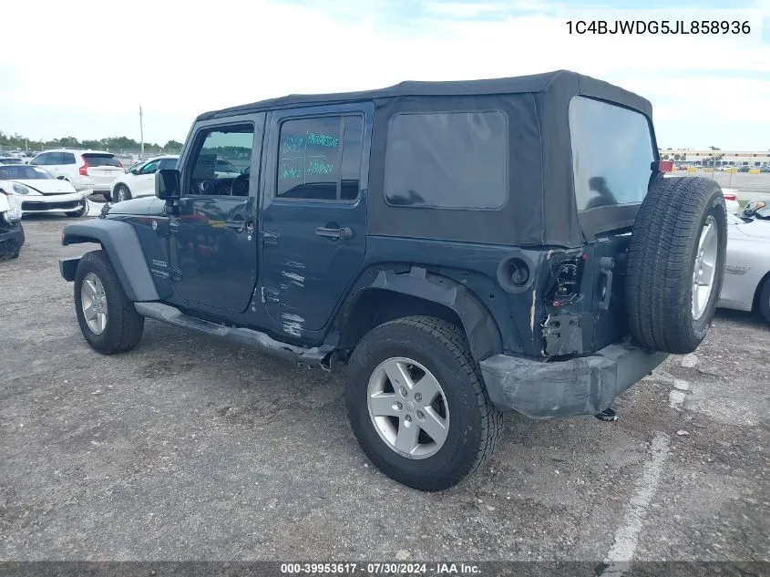 2018 Jeep Wrangler Jk Unlimited Sport S 4X4 VIN: 1C4BJWDG5JL858936 Lot: 39953617