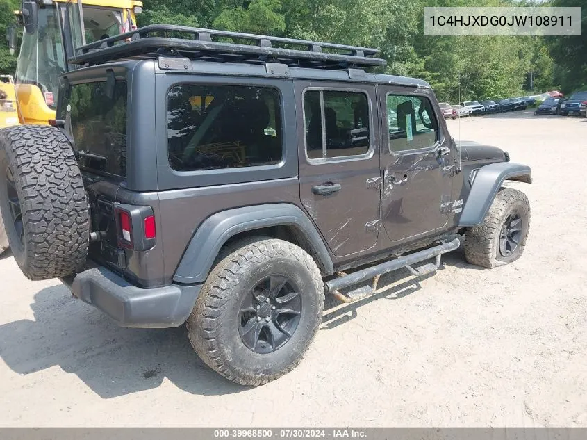 2018 Jeep Wrangler Unlimited Sport S 4X4 VIN: 1C4HJXDG0JW108911 Lot: 39968500