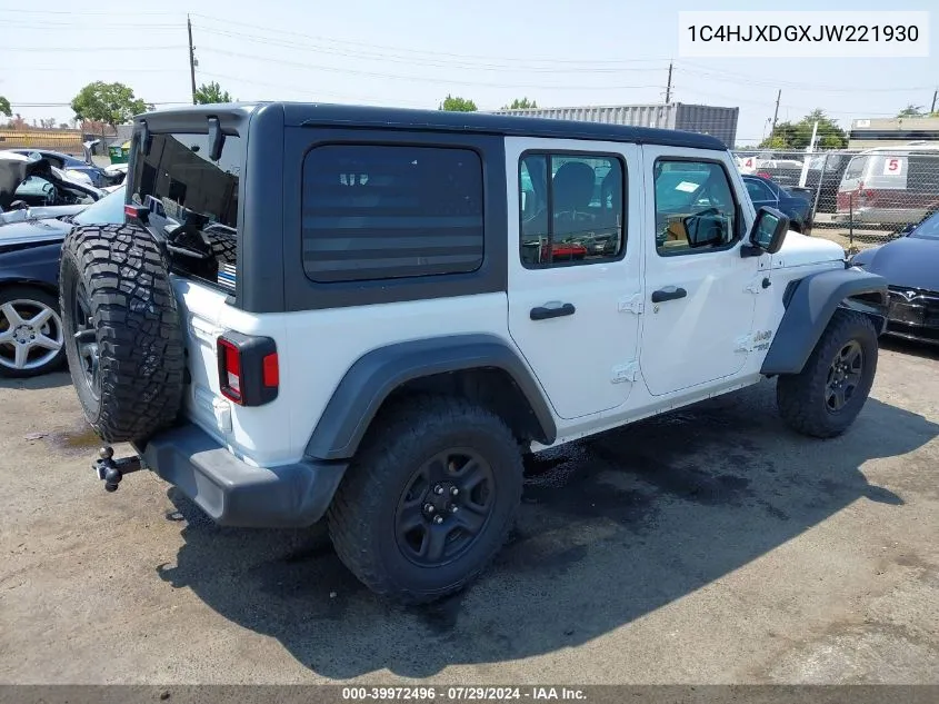 1C4HJXDGXJW221930 2018 Jeep Wrangler Unlimited Sport 4X4