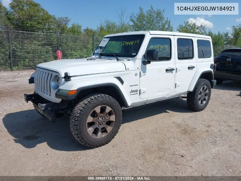 2018 Jeep Wrangler Unlimited Sahara 4X4 VIN: 1C4HJXEG0JW184921 Lot: 39988174