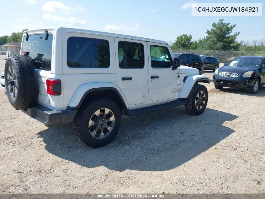 1C4HJXEG0JW184921 2018 Jeep Wrangler Unlimited Sahara 4X4