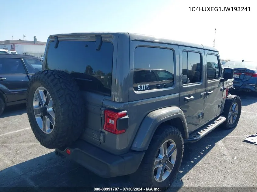 2018 Jeep Wrangler Unlimited Sahara VIN: 1C4HJXEG1JW193241 Lot: 39991707