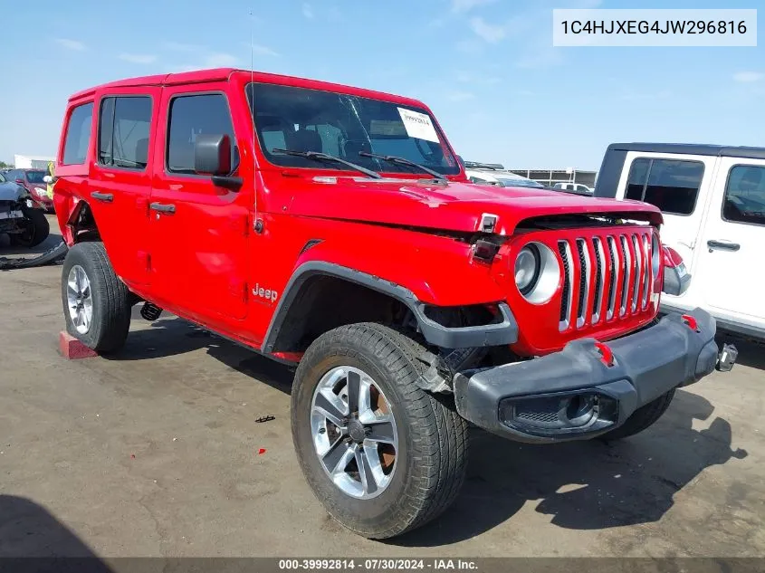 2018 Jeep Wrangler Unlimited Sahara 4X4 VIN: 1C4HJXEG4JW296816 Lot: 39992814