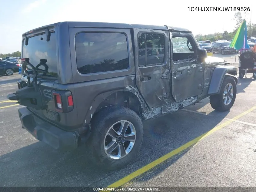 2018 Jeep Wrangler Unlimited Sahara 4X4 VIN: 1C4HJXENXJW189526 Lot: 40044156