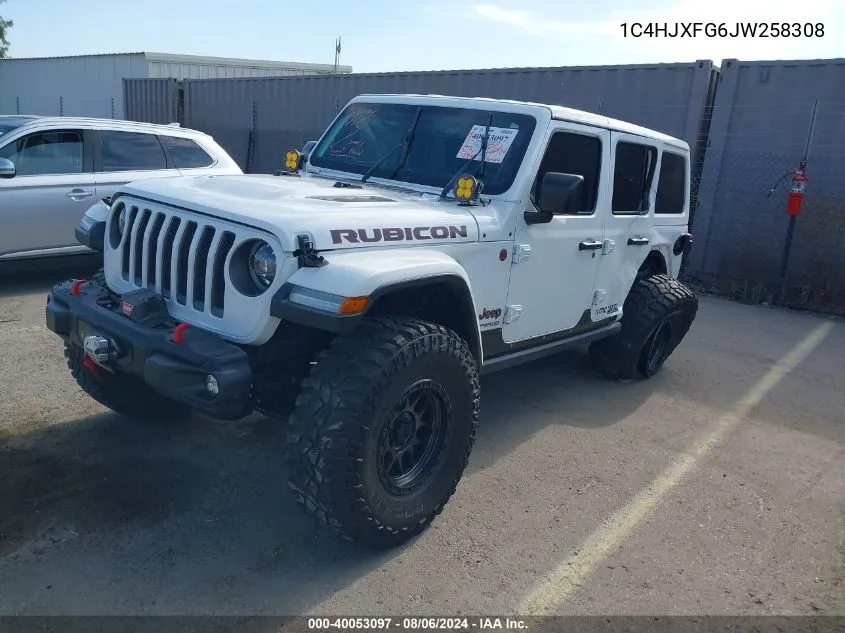 2018 Jeep Wrangler Unlimited Rubicon 4X4 VIN: 1C4HJXFG6JW258308 Lot: 40053097