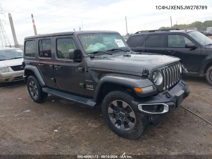 2018 Jeep Wrangler Unlimited Sahara 4X4 VIN: 1C4HJXEN5JW278789 Lot: 40093173