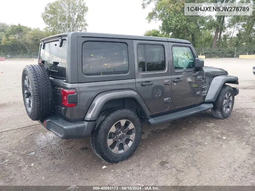 2018 Jeep Wrangler Unlimited Sahara 4X4 VIN: 1C4HJXEN5JW278789 Lot: 40093173