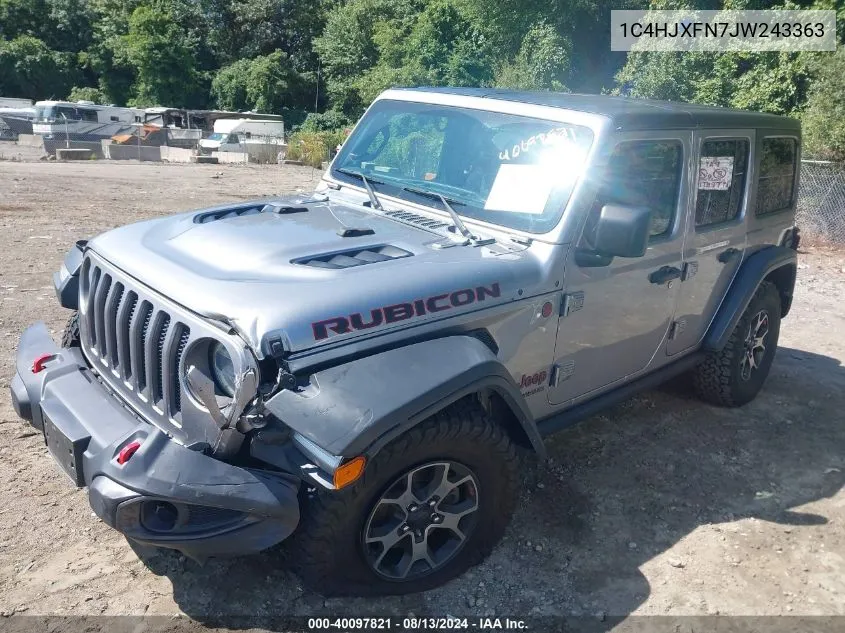 1C4HJXFN7JW243363 2018 Jeep Wrangler Unlimited Rubicon 4X4